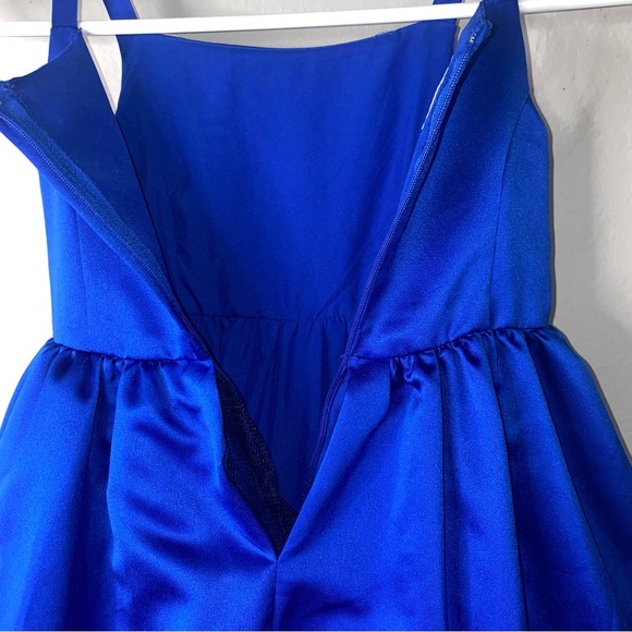 DAVID BRIDAL LITTLE GIRLS ROYAL BLUE SATIN FORMAL DRESS - Picture 5 of 7